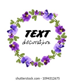 Vector flowers set. Beautiful wreath. Elegant floral collection with isolated blue, purple leaves and flowers, hand drawn watercolor. Design for invitation, wedding or greeting cards