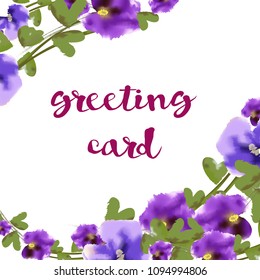 Vector flowers set. Beautiful wreath. Elegant floral collection with isolated blue, purple leaves and flowers, hand drawn watercolor. Design for invitation, wedding or greeting cards