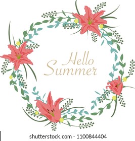 Vector flowers set. Beautiful wreath. Elegant floral collection with isolated red and yellow flowers. Design for invitation, wedding or greeting cards