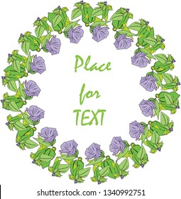 Vector flowers set. Beautiful wreath. Elegant floral collection,, hand drawn, botanical doodle. Design for invitation, wedding or greeting cards,with place for text