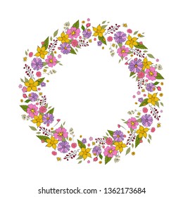 Vector flowers set. Beautiful wreath. Elegant floral collection with isolated blue,pink leaves and flowers, hand drawn watercolor. Design for invitation, wedding or greeting cards