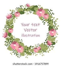 Flores vectoriales puestas. Hermosa corona.  Diseño para tarjetas de invitación, boda o saludo