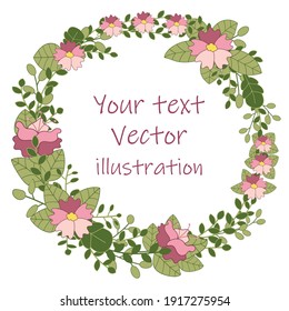 Vector flowers set. Beautiful wreath. Design for invitation, wedding or greeting cards