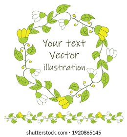 Vector flowers set. Beautiful wreath. Design for invitation, wedding or greeting cards	