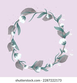 Vektorblumenset. Schöner Kranz. Elegante Blumensammlung einzeln 
Weiß, grüne Blätter und Blumen, handgezeichnet Aquarell. Design für 
Einladung, Hochzeit oder Grußkarten