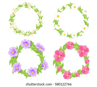 Vector flowers set. Beautiful wreath. Elegant floral collection with isolated Design for invitation, wedding or greeting cards