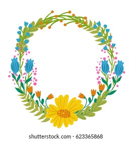 Vector flowers set. Beautiful wreath. Elegant floral collection with isolated leaves and flowers, hand drawn. Design for invitation, wedding or greeting cards.