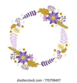Vector flowers set. Beautiful wreath. Elegant floral collection