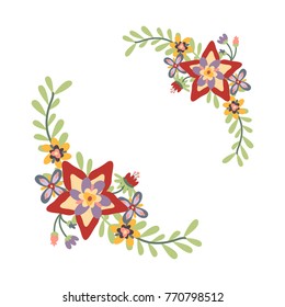 Vector flowers set. Beautiful wreath. Elegant floral collection