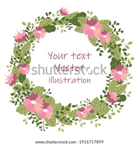 Vector flowers set. Beautiful wreath.  Design for invitation, wedding or greeting cards