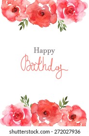 Watercolor Floral Card Hello Summer Lettering Stock Illustration ...