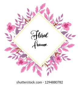 Vector flowers set. Floral collection with leaves and flowers. Spring or summer design for invitation, wedding or greeting cards. Floral wreath for your own combinations. Purple flowers