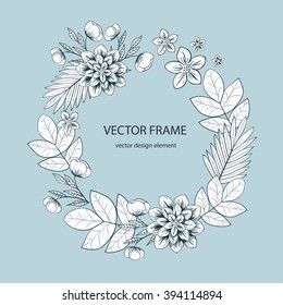 Vector flowers set. Floral collection with leaves and flowers. Spring or summer design for invitation, wedding or greeting cards. Floral wreath for your own combinations
