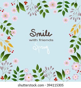 Vector flowers set. Floral collection with leaves and flowers. Spring or summer design for invitation, wedding or greeting cards. Floral wreath for your own combinations