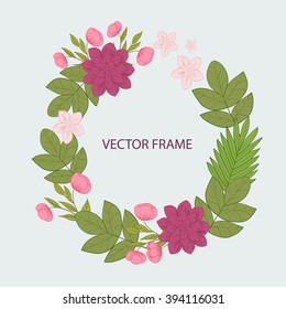 Vector flowers set. Floral collection with leaves and flowers. Spring or summer design for invitation, wedding or greeting cards. Floral wreath for your own combinations