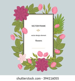 Vector flowers set. Floral collection with leaves and flowers. Spring or summer design for invitation, wedding or greeting cards. Floral wreath for your own combinations