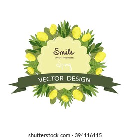 Vector flowers set. Floral collection with leaves and flowers. Spring or summer design for invitation, wedding or greeting cards. Floral wreath for your own combinations