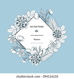 Vector flowers set. Floral collection with leaves and flowers. Spring or summer design for invitation, wedding or greeting cards. Floral wreath for your own combinations