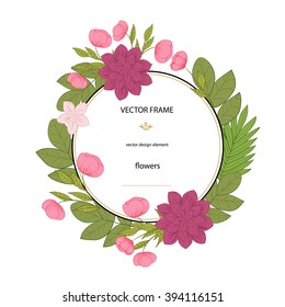 Vector flowers set. Floral collection with leaves and flowers. Spring or summer design for invitation, wedding or greeting cards. Floral wreath for your own combinations