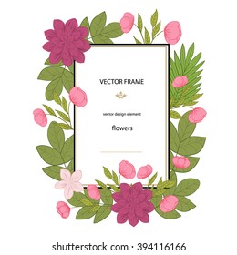 Vector flowers set. Floral collection with leaves and flowers. Spring or summer design for invitation, wedding or greeting cards. Floral wreath for your own combinations