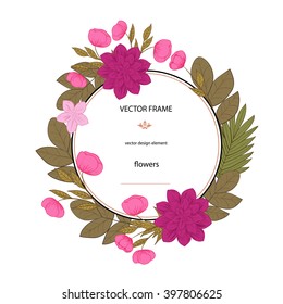Vector flowers set. Floral collection with leaves and flowers. Spring or summer design for invitation, wedding or greeting cards. Floral wreath for your own combinations
