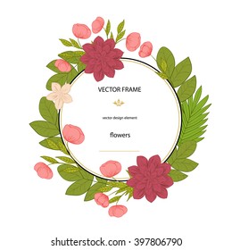 Vector flowers set. Floral collection with leaves and flowers. Spring or summer design for invitation, wedding or greeting cards. Floral wreath for your own combinations