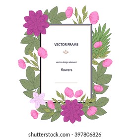 Vector flowers set. Floral collection with leaves and flowers. Spring or summer design for invitation, wedding or greeting cards. Floral wreath for your own combinations