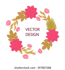 Vector flowers set. Floral collection with leaves and flowers. Spring or summer design for invitation, wedding or greeting cards. Floral wreath for your own combinations