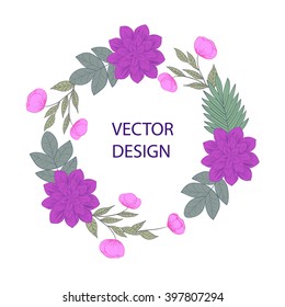 Vector flowers set. Floral collection with leaves and flowers. Spring or summer design for invitation, wedding or greeting cards. Floral wreath for your own combinations