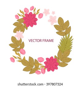 Vector flowers set. Floral collection with leaves and flowers. Spring or summer design for invitation, wedding or greeting cards. Floral wreath for your own combinations