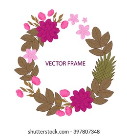 Vector flowers set. Floral collection with leaves and flowers. Spring or summer design for invitation, wedding or greeting cards. Floral wreath for your own combinations