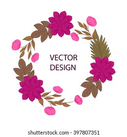Vector flowers set. Floral collection with leaves and flowers. Spring or summer design for invitation, wedding or greeting cards. Floral wreath for your own combinations