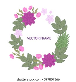 Vector flowers set. Floral collection with leaves and flowers. Spring or summer design for invitation, wedding or greeting cards. Floral wreath for your own combinations