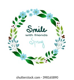 Vector flowers set. Floral collection with leaves and flowers. Spring or summer design for invitation, wedding or greeting cards. Floral wreath for your own combinations