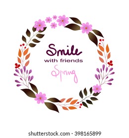 Vector flowers set. Floral collection with leaves and flowers. Spring or summer design for invitation, wedding or greeting cards. Floral wreath for your own combinations