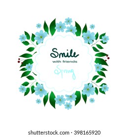 Vector flowers set. Floral collection with leaves and flowers. Spring or summer design for invitation, wedding or greeting cards. Floral wreath for your own combinations