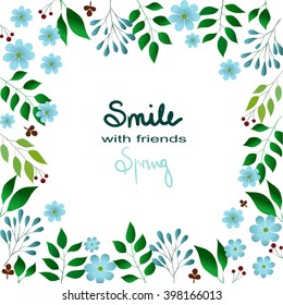 Vector flowers set. Floral collection with leaves and flowers. Spring or summer design for invitation, wedding or greeting cards. Floral wreath for your own combinations