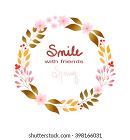 Vector flowers set. Floral collection with leaves and flowers. Spring or summer design for invitation, wedding or greeting cards. Floral wreath for your own combinations