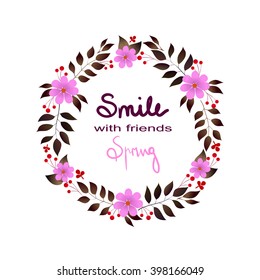 Vector flowers set. Floral collection with leaves and flowers. Spring or summer design for invitation, wedding or greeting cards. Floral wreath for your own combinations
