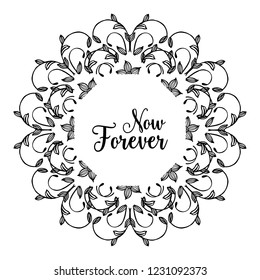 Vector flowers set with now forever hand draw