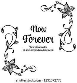 Vector flowers set with now forever hand draw