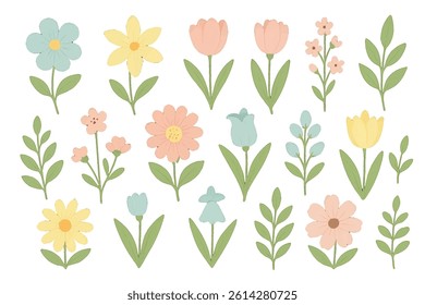 Vector flowers set. Spring blossom