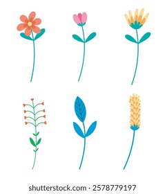 vector flowers. spring flowers on white background