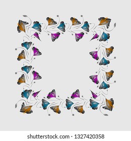 vector flowers square frame. Floral wreath for invitation, card, postcard, cover.