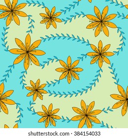 Vector flowers with stamens pattern colorful