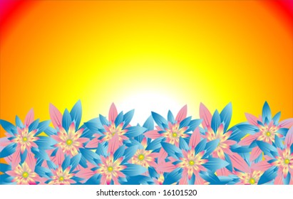 Vector Flowers at the sunset