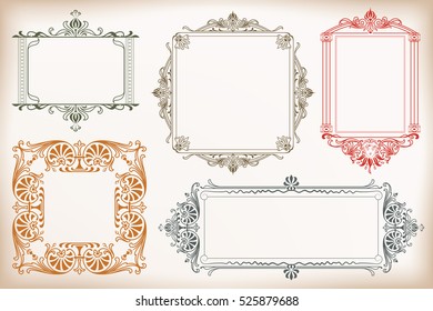 Vector flowers vintage labels on different versions for decoration and design. 
