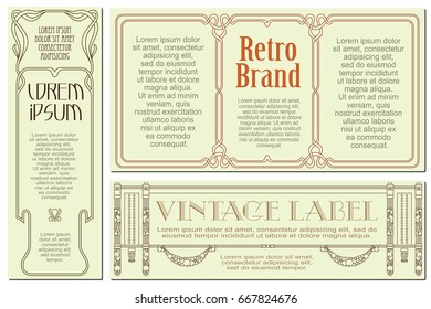 Vector flowers vintage labels on different versions for decoration and design.