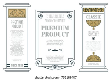 Vector flowers vintage labels on different versions for decoration and design.