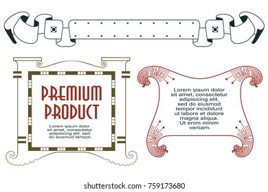 Vector flowers vintage labels on different versions for decoration and design.